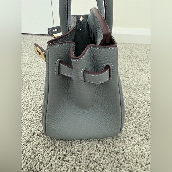 Inspired B bag - size 20 - in a beautiful blue/grayish color - genuine leather - Picture 9 of 15